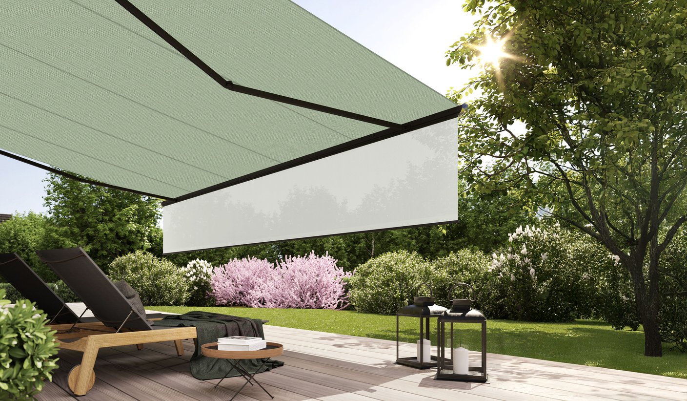 Stoff-Detail markilux 1600 – hellgrünes FineLine-Tuch mit feiner Streifenstruktur